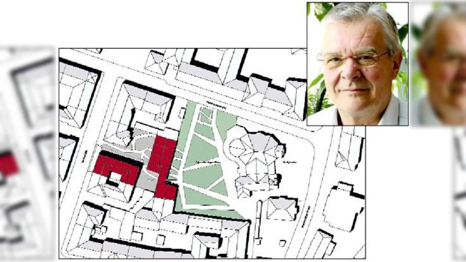 Nicht mal Werner Lederer-Piloty und der Bezirksausschuss hatten den Adam-Erminger-Platz bei der Sylvesterkirche im Visier.	Grafik: Marcel  (Kunze/Foto: privat)