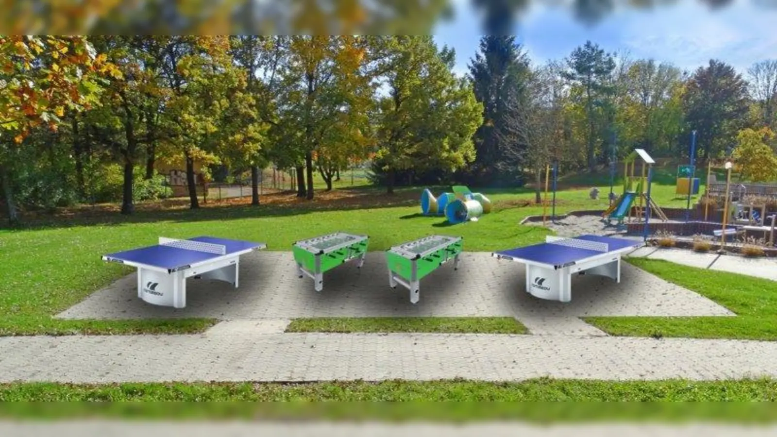 So sollen sie aussehen, die neuen Tischtennisplatten mit den beiden Kickern. (Foto: Förderverein Freunde der Rigi Rutsch‘n)