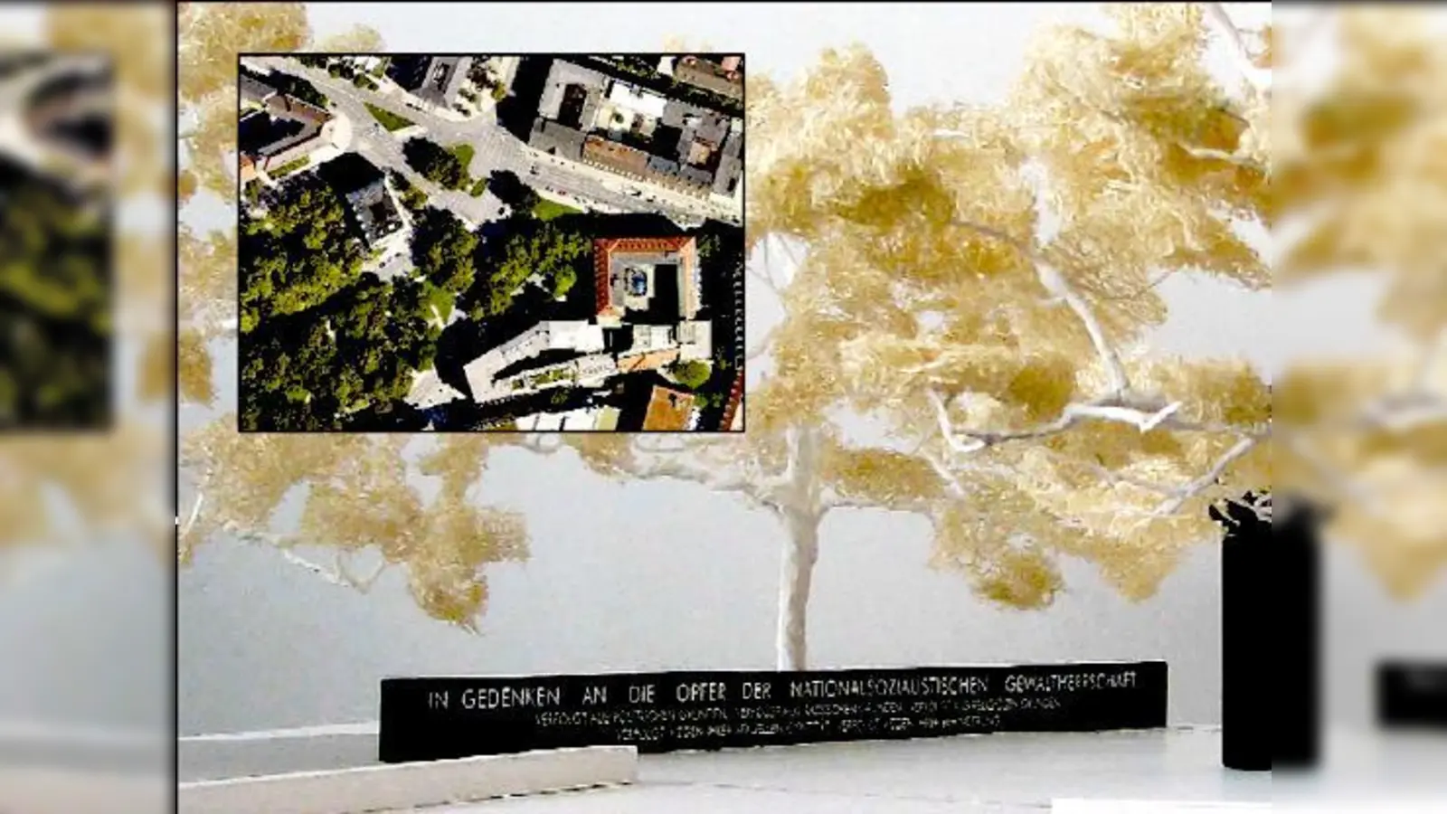 Der Platz der Opfer des Nationalsozialismus soll würdiger gestaltet werden. Wie hier im Modell mit einer Bronzewand mit Schriftzug.	 (Foto: Baureferat)