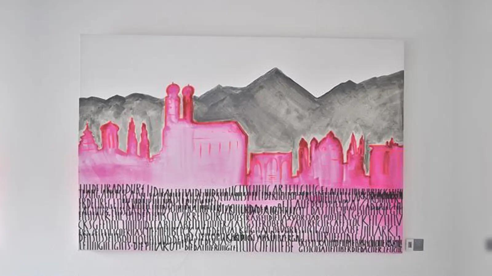 Rosarot sieht die Künstlerin ihre Lieblingsstadt, Kalligraphie veredelt das Werk. 	 (Foto: VA)