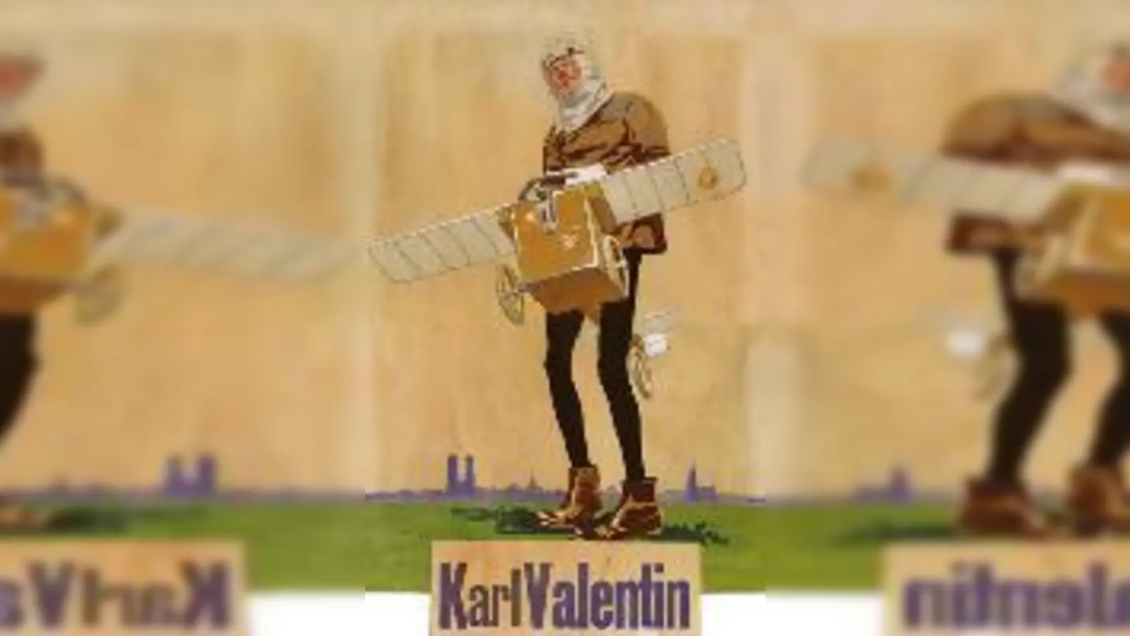 Karl Valentin als Sturzflieger in einer Zeichnung von  (1920.Foto: VA)