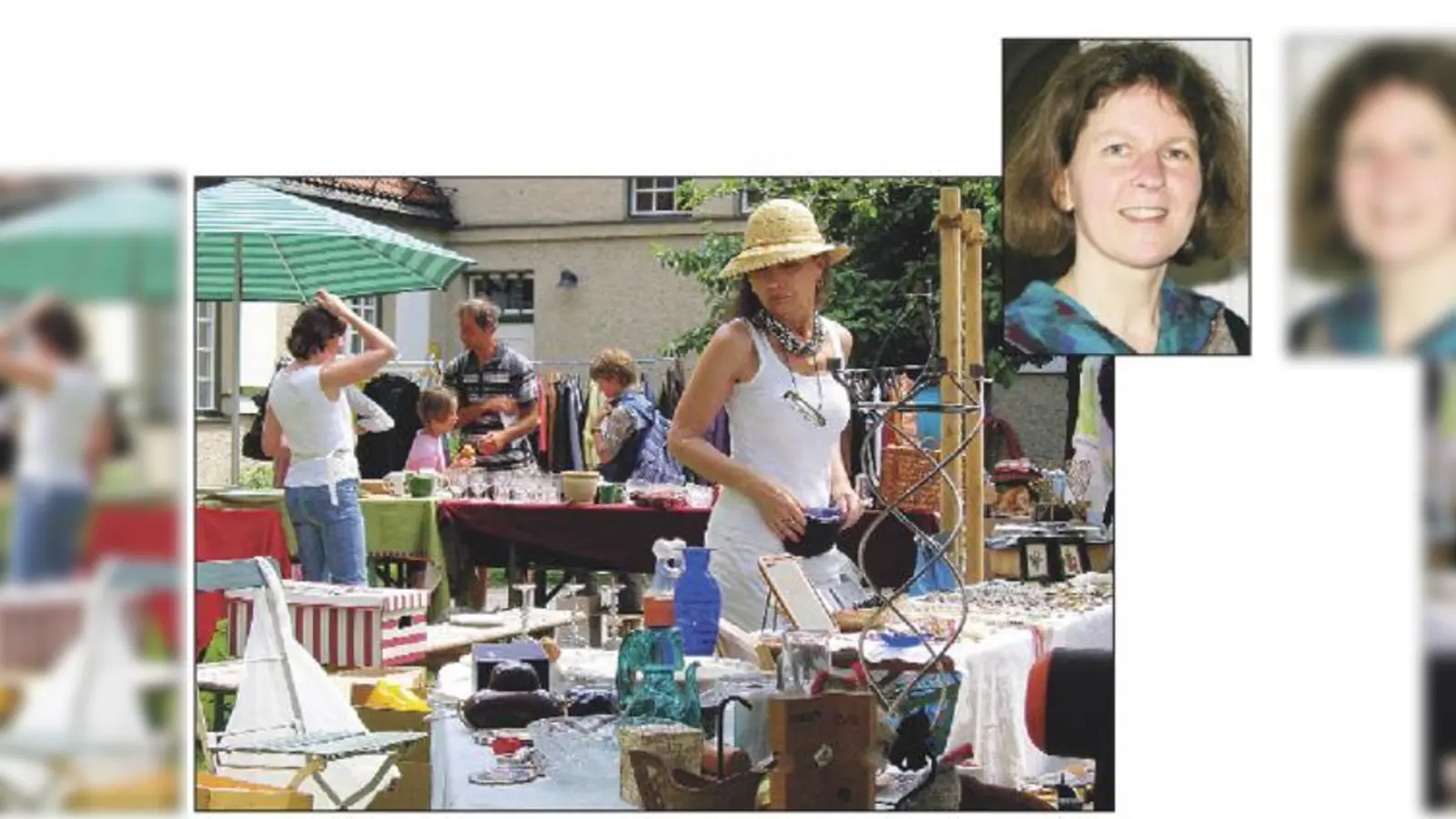 Dorothee Fichter (kl. Foto) setzt auf Fairness bei den Hofflohmärkten. Im vergangenen Jahr musste die Polizei nicht angemeldeten Händlern einen Platzverweis aussprechen.  	 (Foto: scy/Nachbarschaft Schwabing)