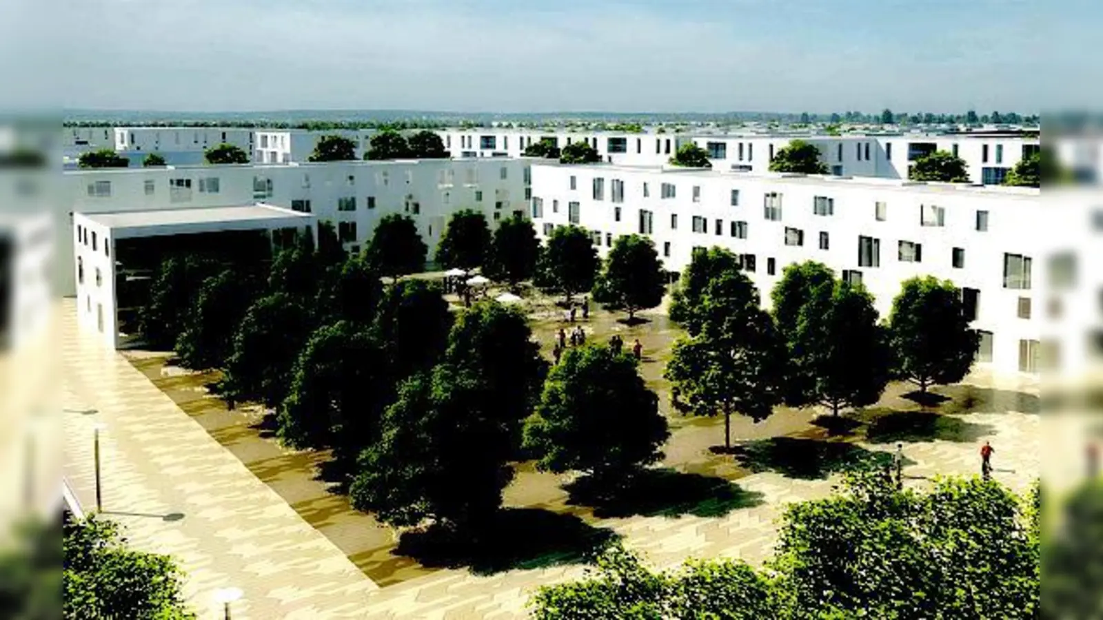 So soll im Prinz-Eugen-Park der große Platz mit Bürgerhaus einmal aussehen.	 (Illustration: GPS)