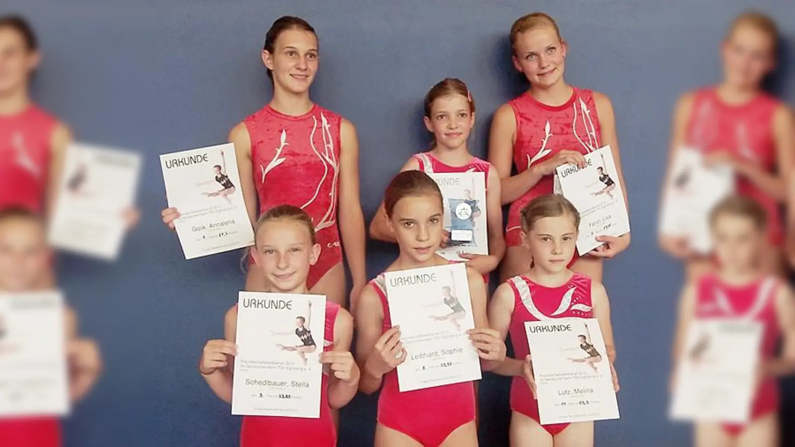 Stolz auf Urkunden sind (hinten) Annelena Golik, Saronda Ipek, Lisa Fenzl, (vorne) Stella Schedlbauer, Sophie Leibhard und Melina Lutz.  (Foto: VA)