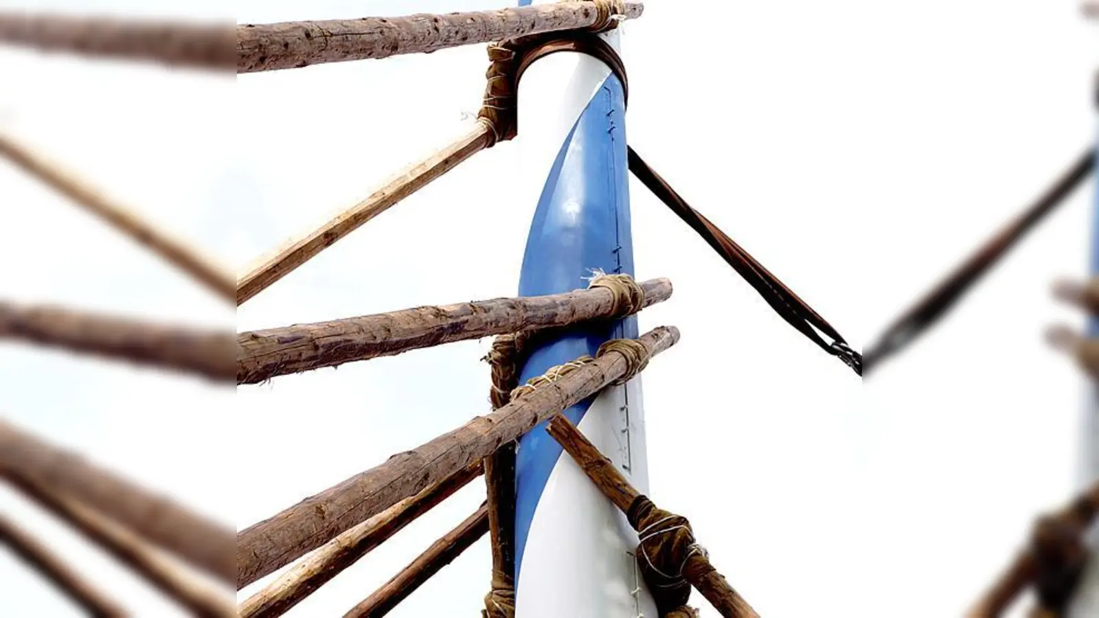 Mit Scherstangen und reiner Muskelkraft wird am Sonntag der Maibaum aufgestellt.	 (Foto: VA)