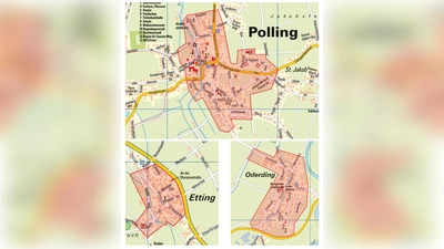 In diesen Schutzzonen darf nicht privat geböllert werden. Eine vergrößerte Kartenansicht findet sich unter <i>www.polling.de</i> auf der Homepage der Gemeinde. (Foto: Gemeinde Polling)