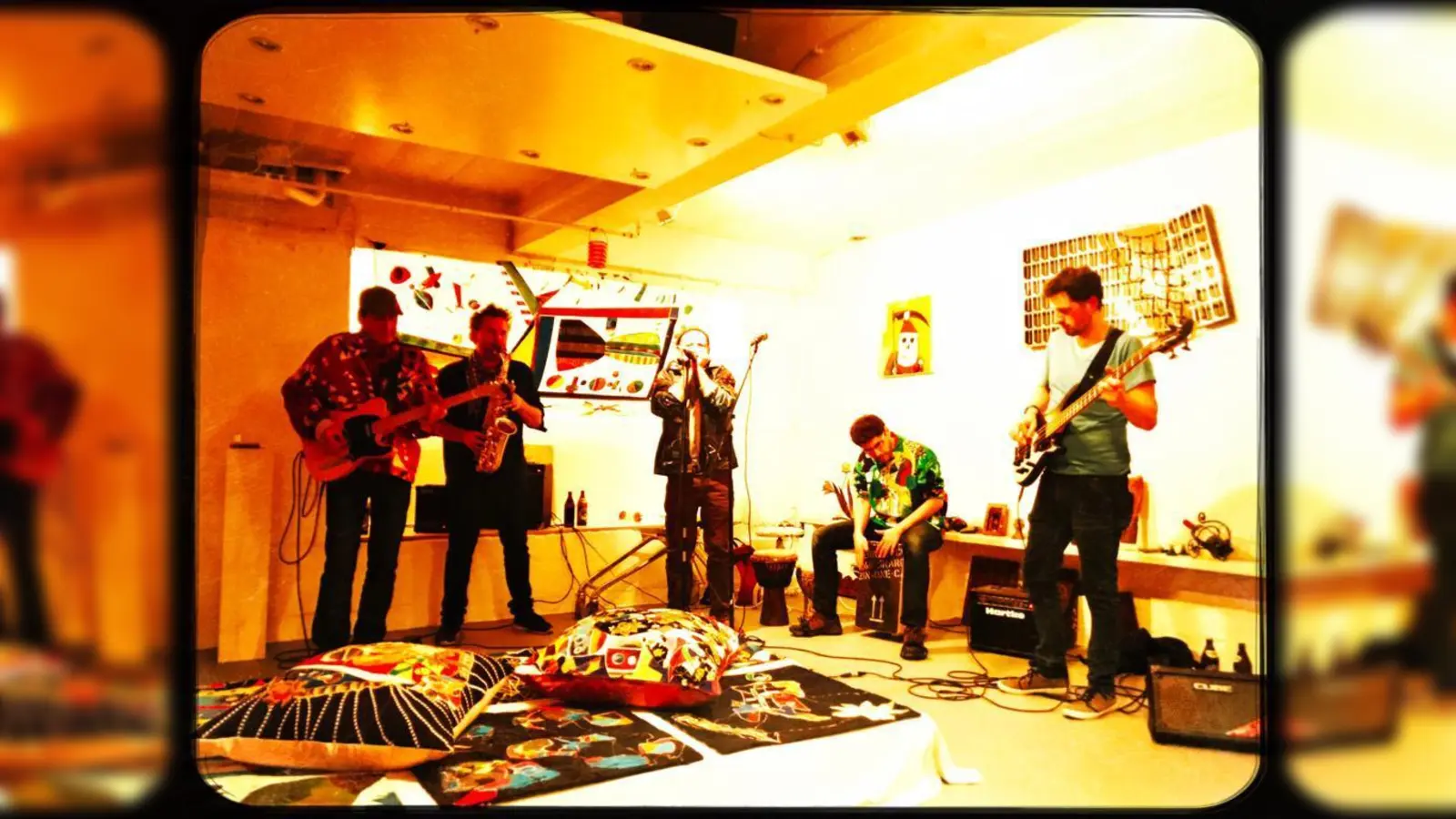 Die Band "Riksha Ride" spielt live auf dem Kunstbasar im Atelier Au. (Foto: VA)