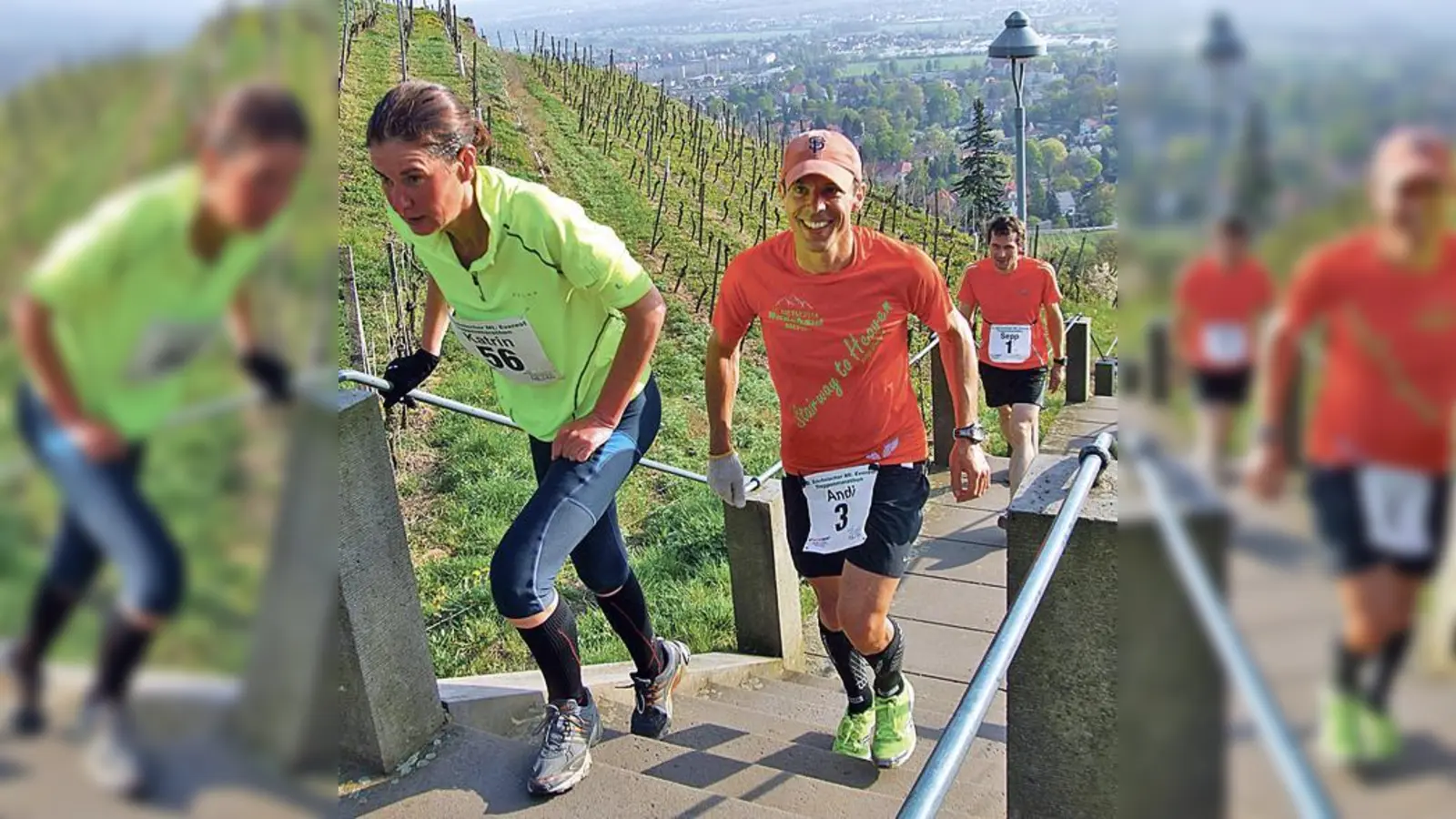 Andreas Allwang, der »König der Alpen«	, in Radebeul beim »Sächsischen Mt. Everest Treppen-Marathon«. 	 (Foto: Treppenlaufteam Radebeul)