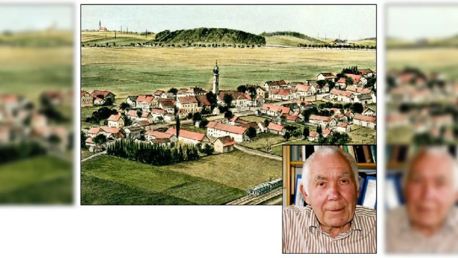 »Die neue Chronik reicht vom landwirtschaftlichen Dorf auf dem Gfild (o.) bis zur modernen Stadt Unterschleißheim«, so Wolfgang Christoph (r., Leiter des Heimatmuseums)	 (Fotos: Heimatmuseum/sl)