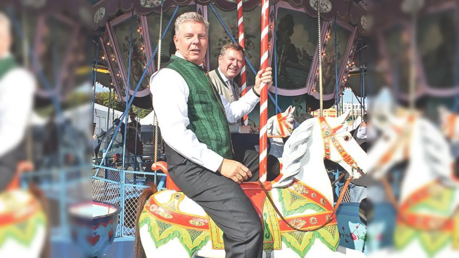 Ross und Reiter! Oberbürgermeister Dieter Reiter und Wiesn-Chef Josef Schmid auf der Oidn Wiesn.	 (Foto: Marcus Ullrich)