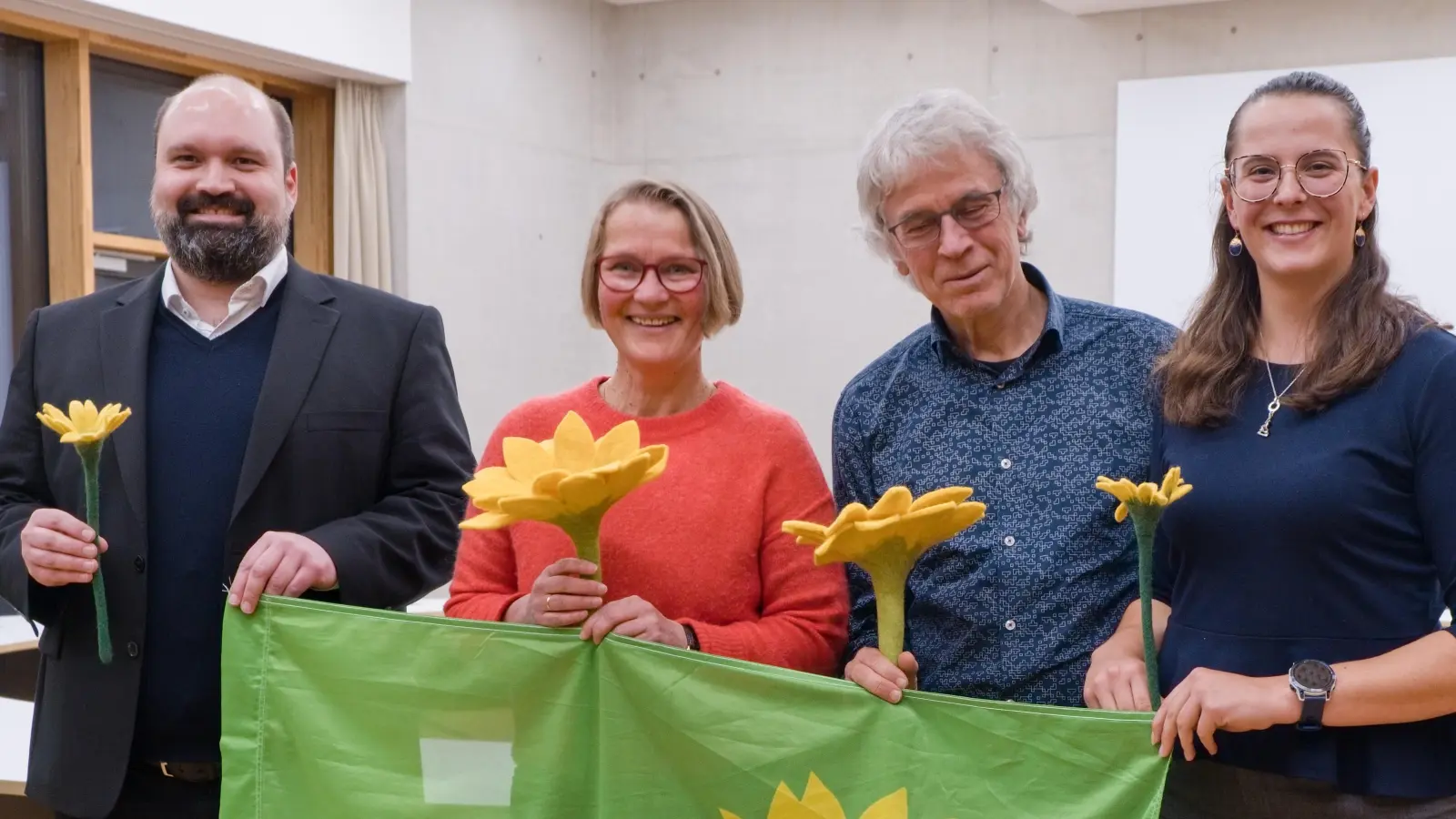Wurden in den Vorstand der Gilchinger Grünen gewählt (v.l.): Markus Otto, Anja Kiemle, Hubert Laux und Leonie Willeitner.  (Foto: Jeroen van Doesburg)