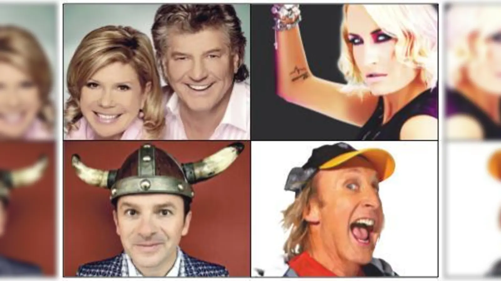 Marianne und Michael, Willy Astor, Sarah Connor und Otto Waalkes haben ihre Auftritte auf der Showbühne vor dem Einrichtungshaus Segmüller vom 2. bis 5. Juli.    (Fotos: VA)