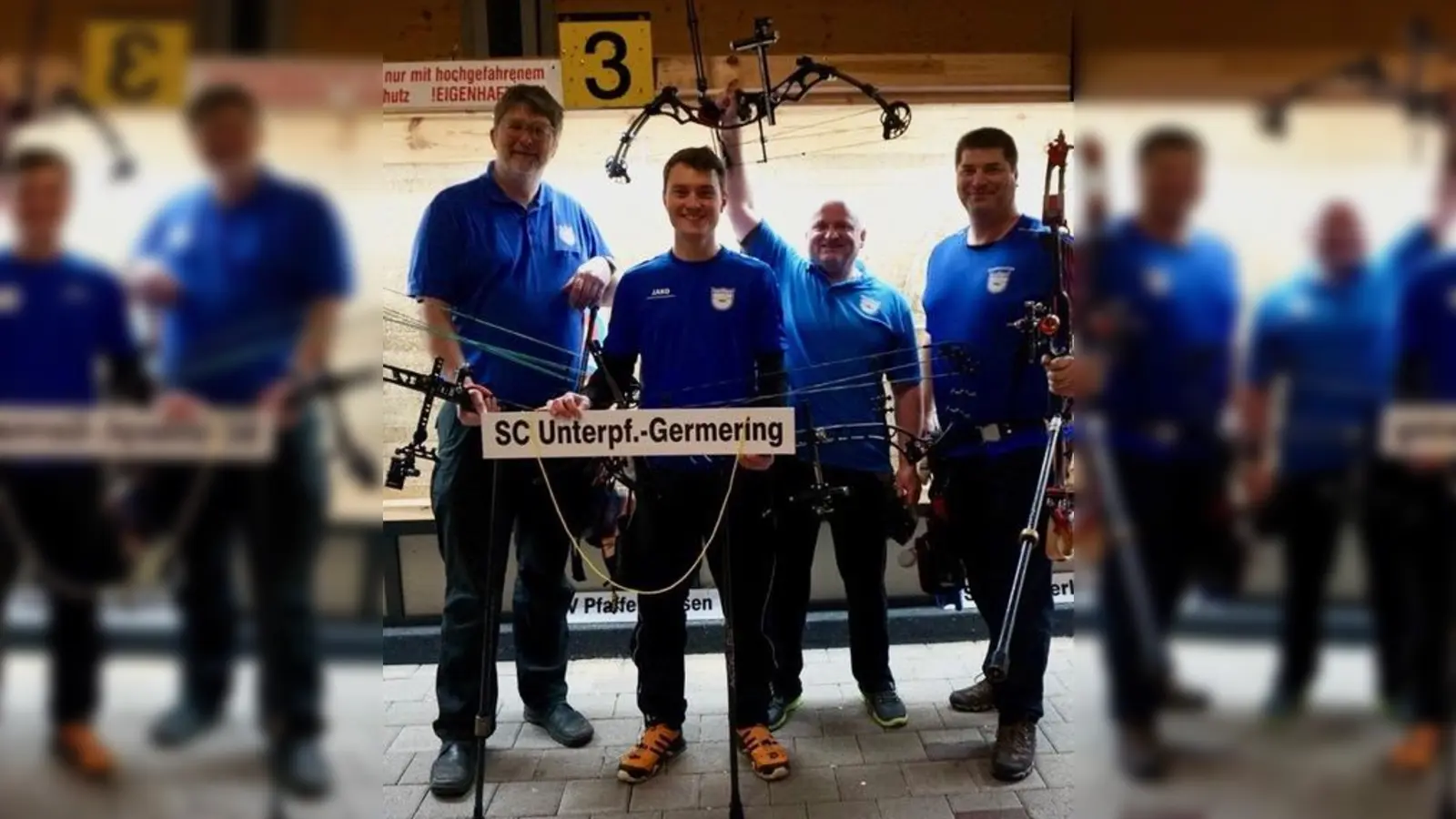 Das Ligateam der SCUG Bogenschützen hat den Einstieg in das Bayernfinale geschafft. Die Mannschaft von links: Jens Tellmann, Clemens Heiland, Thomas Schubert und Christian Rohé. (Foto: SCUG)