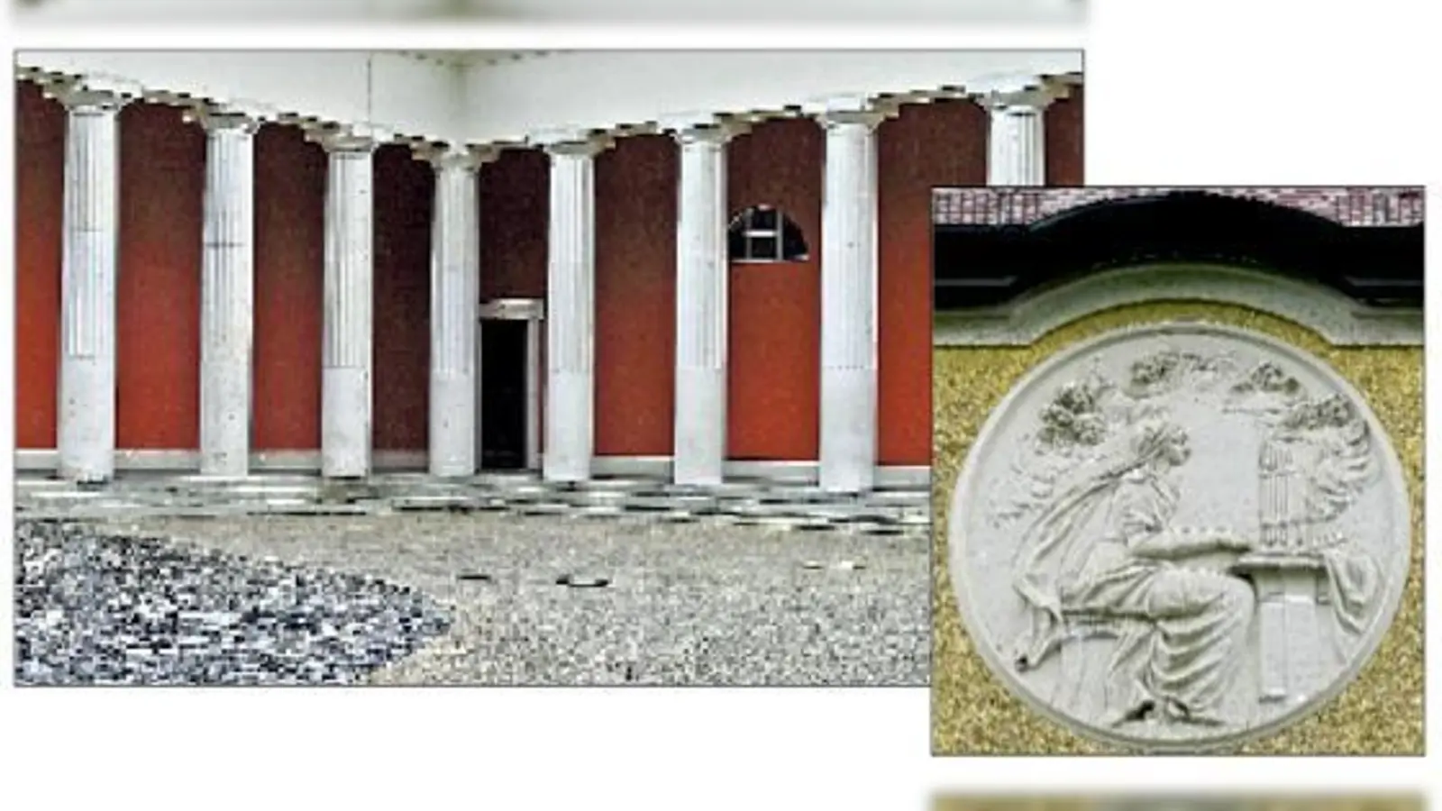 Markante Punkte: Die Aussegnungshalle des Ostfriedhofs und das Alte Pfarrhaus Heilig Kreuz. 	 	 (Foto: Winfried Eckardt)