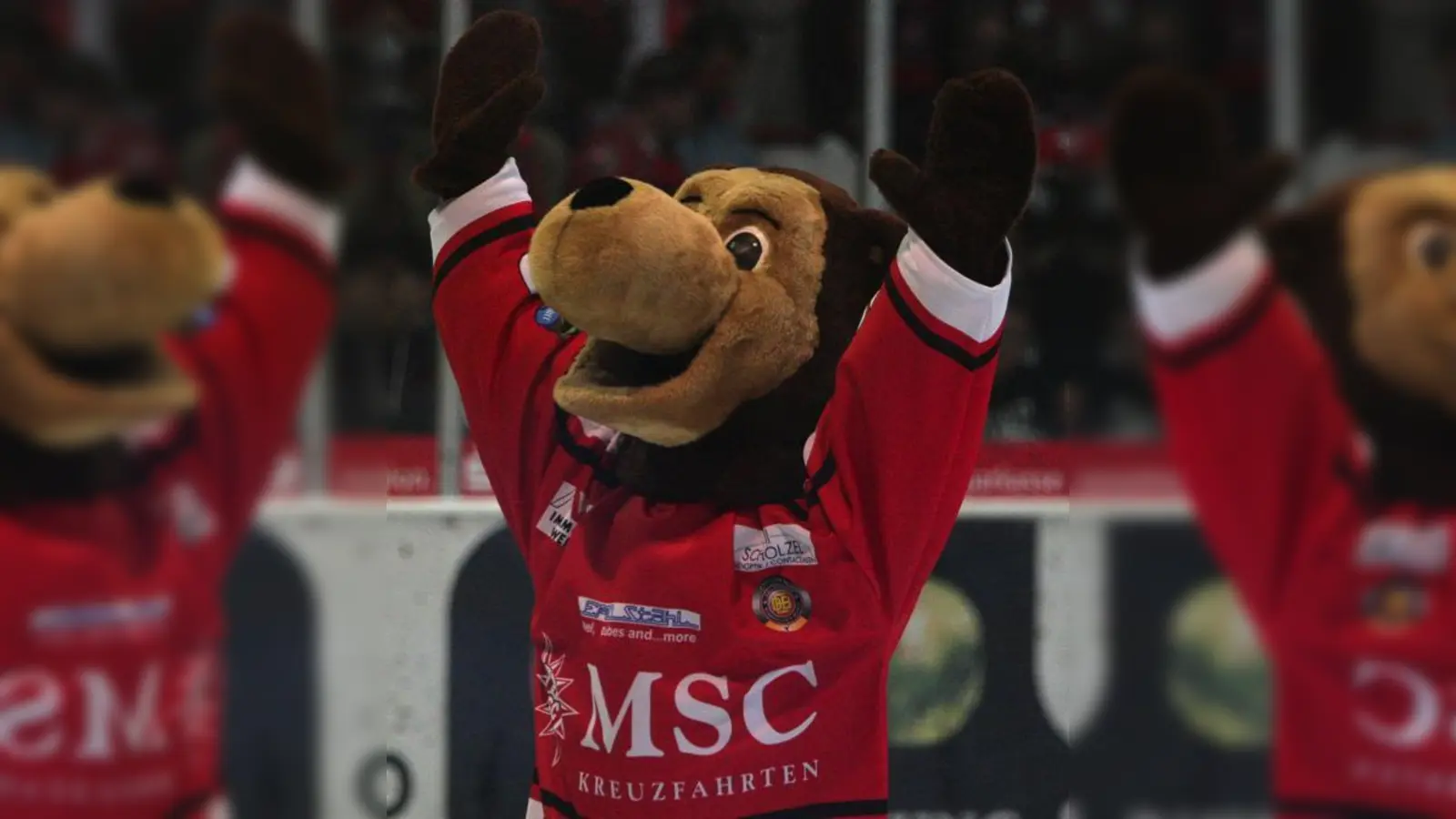In der vergangenen Saison trug EHC-Maskottchen »Barni« noch das MSC-Logo auf der Brust.	 (Foto: EHC)