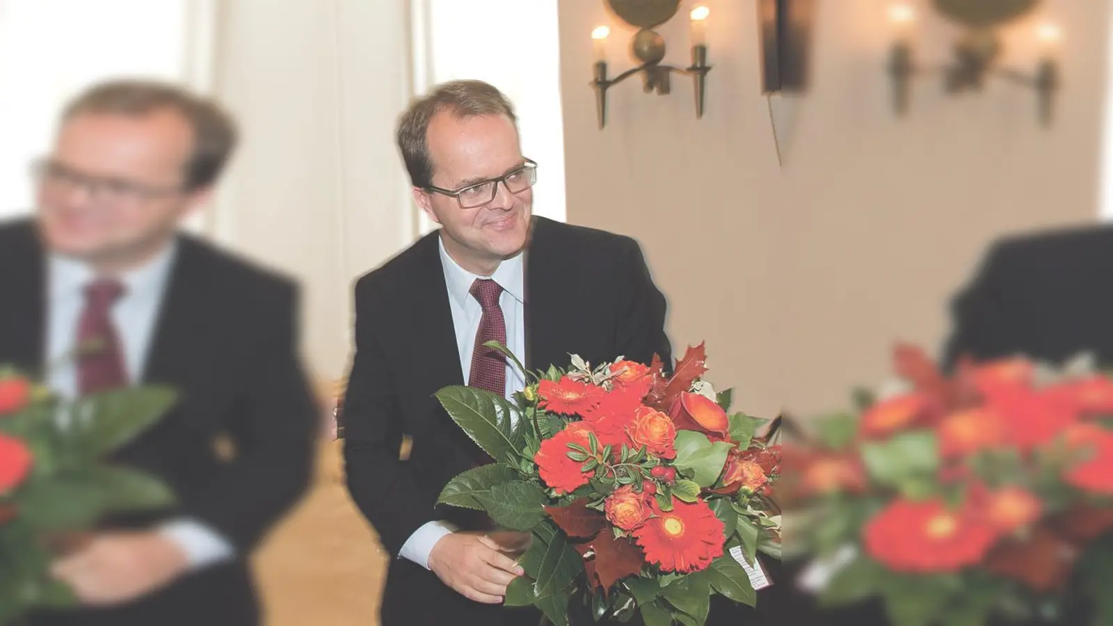 Blumenstrauß zur Wiederwahl als SPD-Fraktionsvorsitzender im Bayerischen Landtag.	 (Foto: Privat)