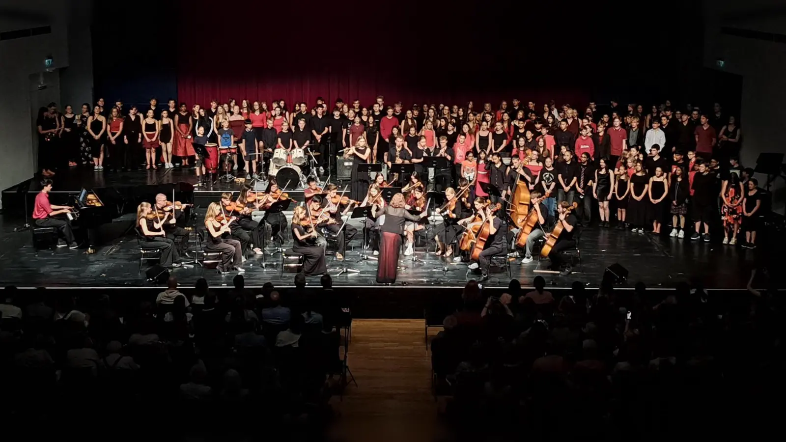 Mit über 250 Mitwirkenden bot das Max-Born-Gymnasium in der Stadthalle einen opulenten Sommerkonzertabend. (Foto: Gymnasium)