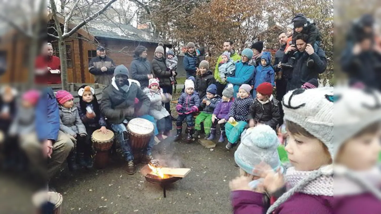 Youssou Ndiaye aus dem Senegal trommelte mit den Kindern des Nazareth-Kindergartens.	 (Foto: Immanuel-Nazareth)