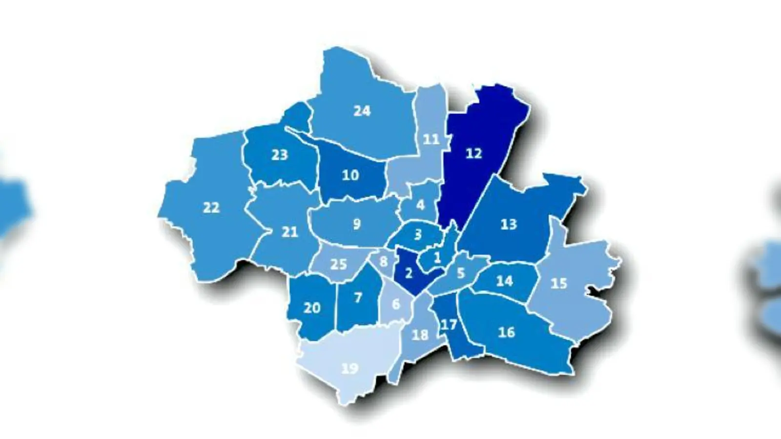 Je dunkler, desto größer der Zuwachs im Verhältnis zur Ein- wohnerzahl im Jahr 2014.  (Foto: Wochenanzeiger Service)