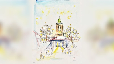 Ein Motiv der Kunstkarten ist auch die Christuskirche in Utting, die mit Hilfe der Aktion wieder aufgebaut werden soll. (Foto: Claudia Mann/Rotary Club Ammersee-Römerstraße)