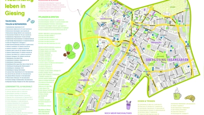 Die neue Stadtteilkarte zeigt Orte, an denen in Giesing ein nachhaltiges Leben stattfindet. (Bild: Green City e.V.)