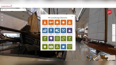 Los geht&#39;s: Wer sich auf virtuelle Tour durch das Deutsche Museum begeben will, kann aus den Abteilungen auswählen. (Foto: Deutsches Museum)