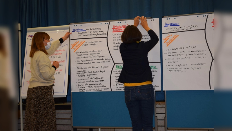 Die Workshop-Teilnehmenden haben viele Ideen und konkrete Umsetzungsideen zusammengetragen, mit denen sie die Aktivierung ihres Viertels selbst in die Hand nehmen wollen. (Foto: dh)