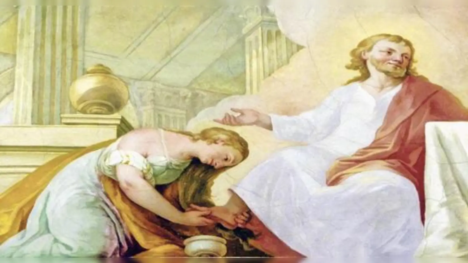 Auf diesem Fresco in der Schlosskirche wäscht Maria Magdalena Jesus die Füße.	 (Foto: VA)