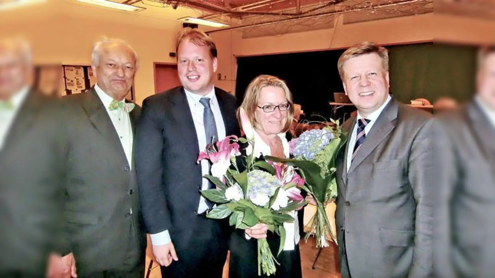 Das Führungsquartett der Koalition im BA Bogenhausen (v. li.): Grünen-Fraktionssprecher Holger Machatschek, sein CSU-Pendant Xaver Finkenzeller, die neue und alte Vorsitzende Angelika Pilz-Strasser und Vize-Vorstand Robert Brannekämper.  (F: hgb)