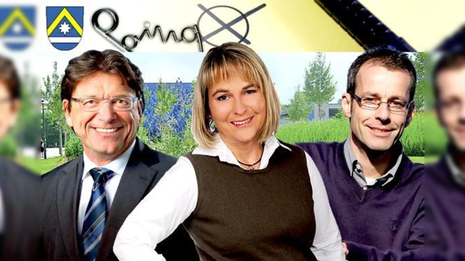 Der Amtsinhaber und zwei Herausfoderer kämpfen um die Stimmen der Poinger Bürger. Von links: Albert Hingerl (SPD), Carmen Berntheisel (CSU) und Michael Frank (FWU).	Montage: ABC Fotosatz,  (Foto: Privat, Gemeinde Poing)