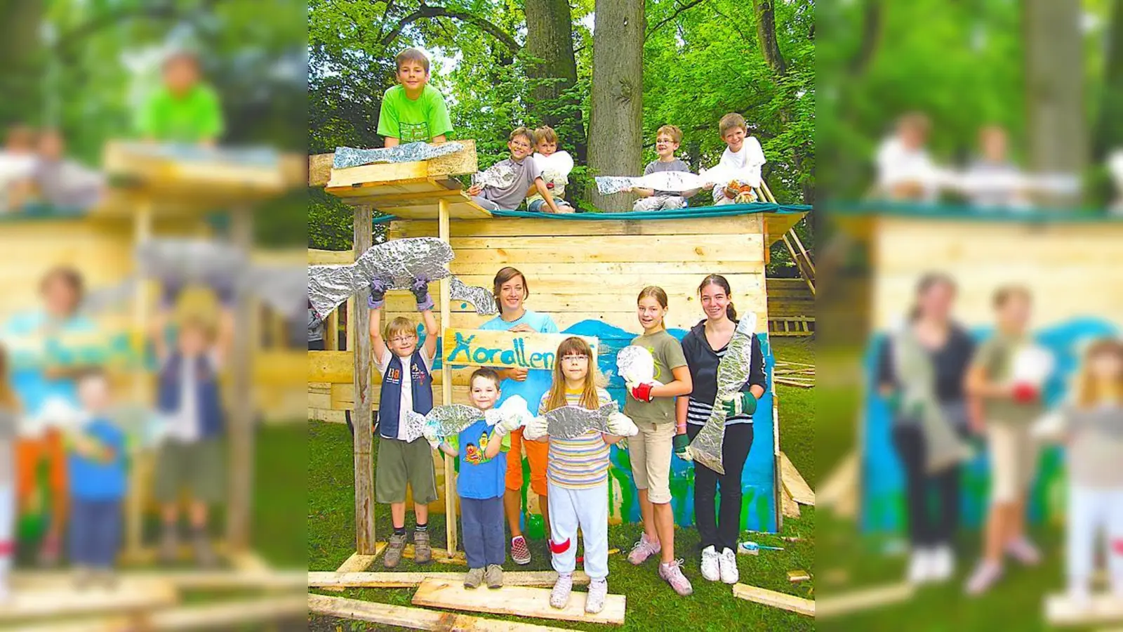 Betreuerin Veronika Beiß mit ihrer Truppe »Korallenriff«. 	 (Foto: VA)