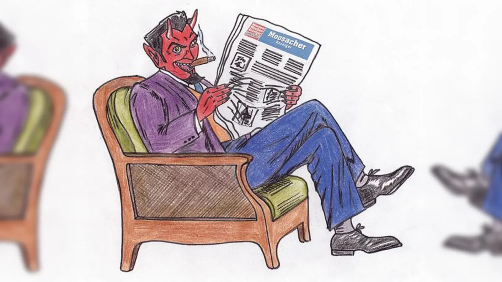 Das diabolische Grinsen kommt nicht von ungefähr: Wer hier wem einen Strich durch die Rechnung macht, erfährt man in den Vorstellungen.	 (Foto: s Moosacher Brettl)