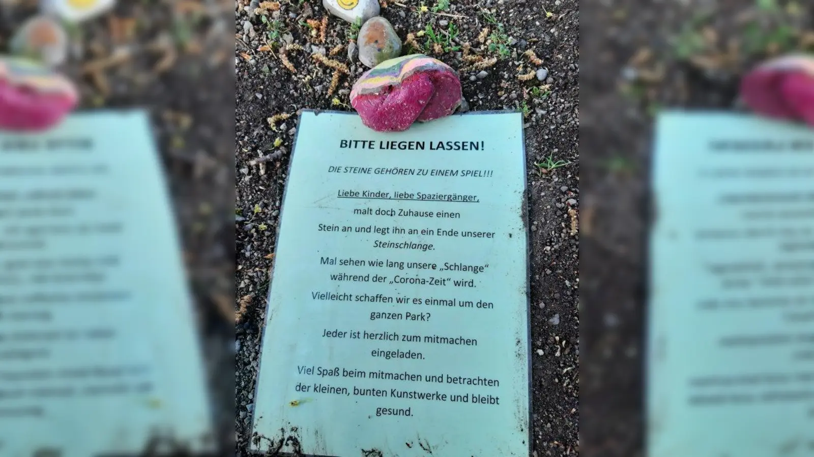 Auf einem Zettel am Kopf der Schlange werden die „Spielregeln” vom Urheber erklärt. (Foto: eis)