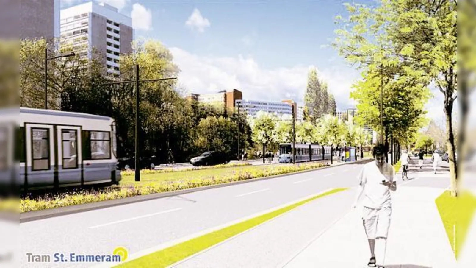 Haltestelle Arabellapark  Krankenhaus Bogenhausen: So soll die supermoderne Cosimatram in der Englschalkinger Straße im Sommer nächsten Jahres einmal aussehen.	 (Foto: Münchner Verkehrsgesellschaft)