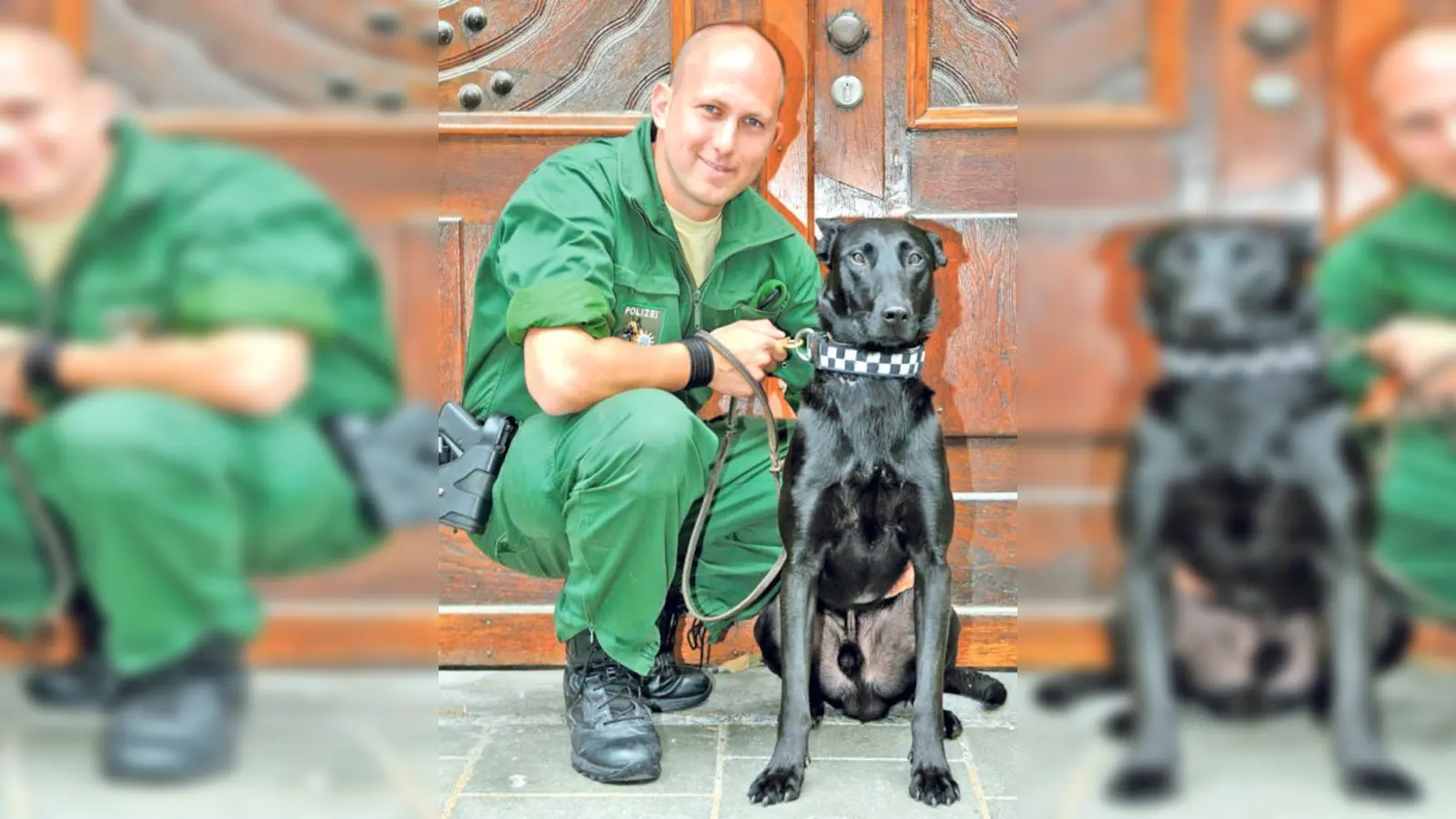 Auf den feinen Riecher seines Schützlings Jagus ist Polizeiobermeister Markus Tunkl stolz.	 (Foto: Polizei)