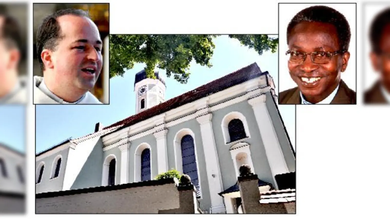 Pfarrer Markus Zurl (l. oben) verlässt Zorneding nach drei Jahren. Sein Nachfolger ist Olivier Ndjimbi-Tshiende (r. oben). 	 (Foto: Sybille Föll/privat)