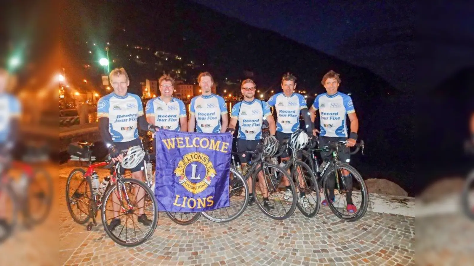 Gut am Gardasee angekommen: v.l. Michael Sigmund, Sebastian Beichele, Arnd Große-Frintrop, Markus Brunner, Erwin Hausner und Josef Hausner. (Foto: © Lions Club Germering)
