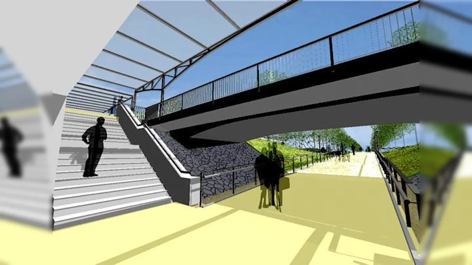 So könnte der S-Bahn-Aufgang in Haar, Richtung Eglfing nach einem entsprechenden Umbau in Zukunft aussehen. 	 (Foto: Goergens + Miklautz)