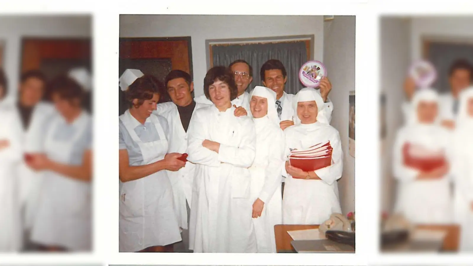 Schwester Justinia als junge Pflegerin (r.). (Foto: priv.)