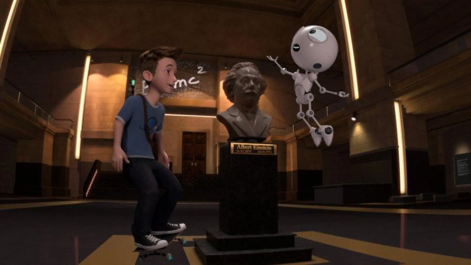 Limbradur und Roboter Alby wandeln auf den Spuren des Physikers Albert Einstein. (Foto: Deutsches Museum)