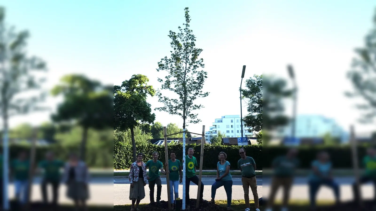 Die Aktiven von Bündnis 90/Die Grünen pflanzten einen Feldahorn an der Ecke Nestroy-/Zillertalstraße. (Foto: B90/Grüne OV Sendling)