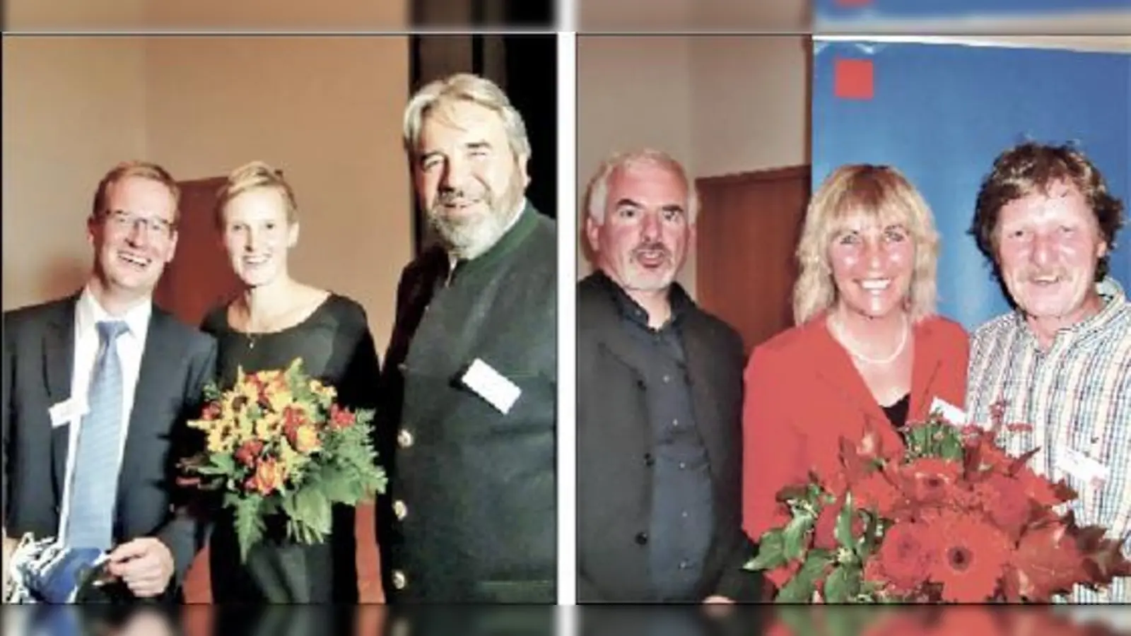 Thomas Reichel (li.) mit seiner Lebensgefährtin Kathleen Kober und Dietrich Keymer.	Foto rechts: Gabriele Müller, Cherin Sakkal (li.) und Ehemann Peter Schießl.  (F: ikb)