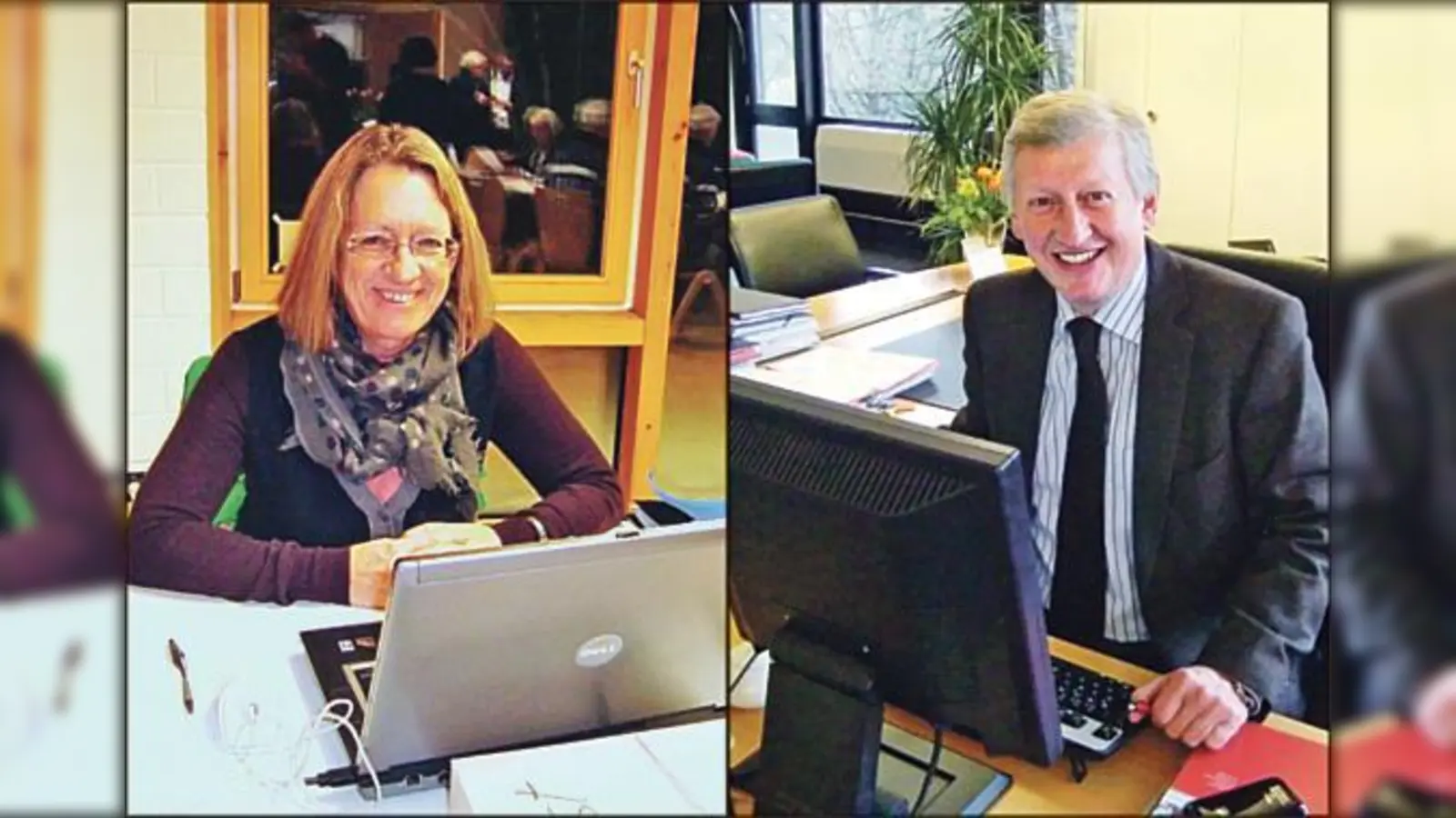 Angelika Pilz-Strasser, Vorsitzende des Bezirksausschusses Bogenhausen, und  Franz Schwarz, Bürgermeister der Gemeinde Unterföhring.  (Fotos: hgb)