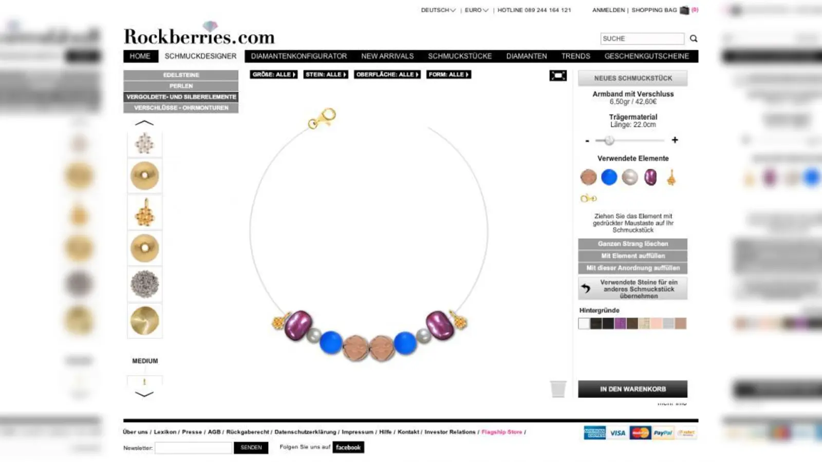 Zum eigenen Schmuckdesigner kann jeder bei rockberries.com werden. Mit einem Konfigurator lassen sich verschiedene Materialien und Steine auswählen und zum Unikat zusammenstellen (Foto: Rockberries)