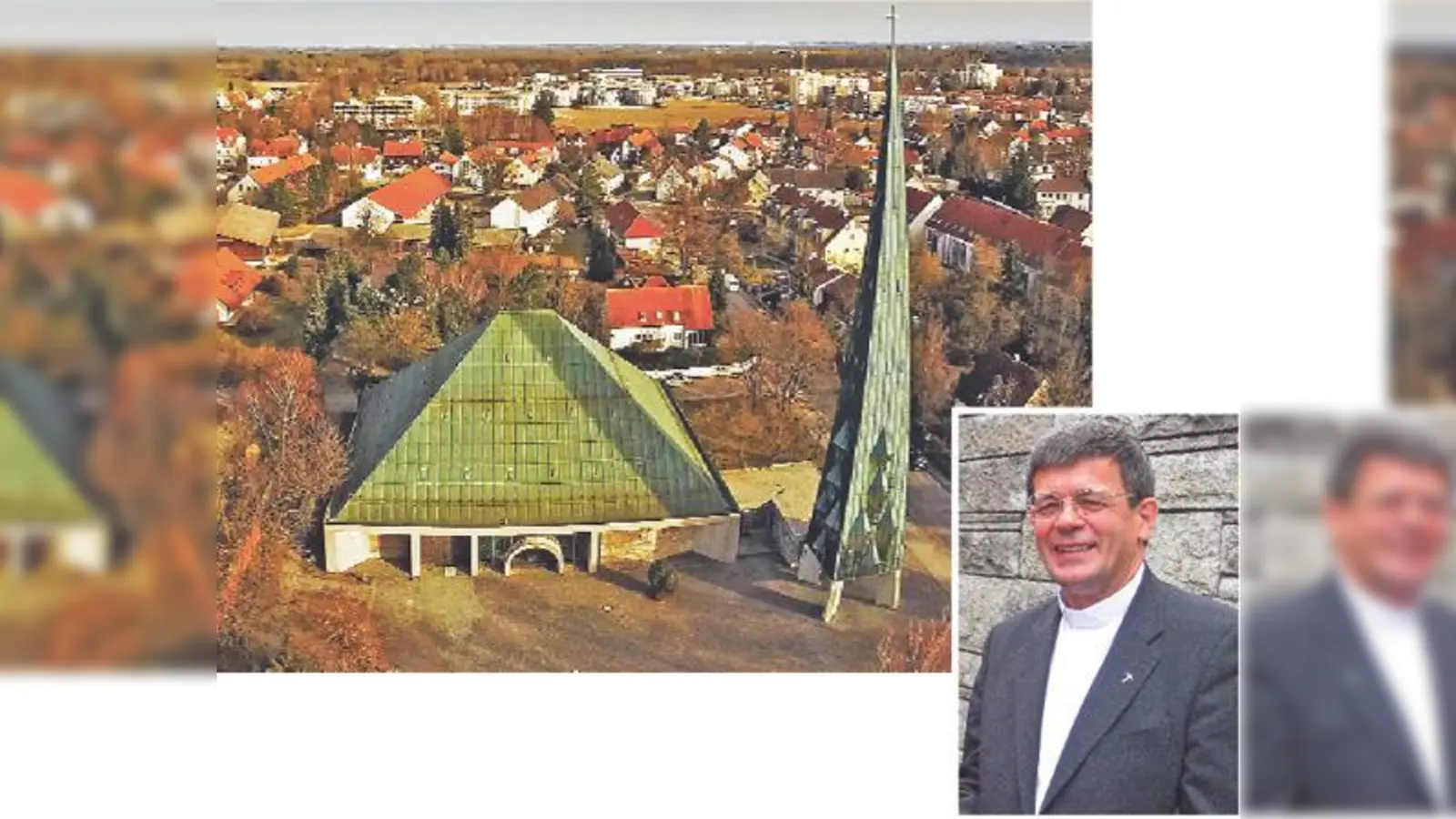 St. Severin in Garching feiert Jubiläum. Pfarrer Michael Ljubisic (re.) lädt die Bevölkerung zum Mitfeiern ein.                           	                     (Fotos: Pfarrgemeinde)