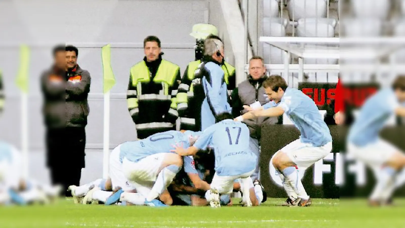 Es gibt ihn wieder öfter bei den Löwen, den Torjubel. Gegen Düsseldorf trafen die Löwen zweimal, gegen Oberhausen durften sie auch jubeln. 	 (Foto: Anne Wild)