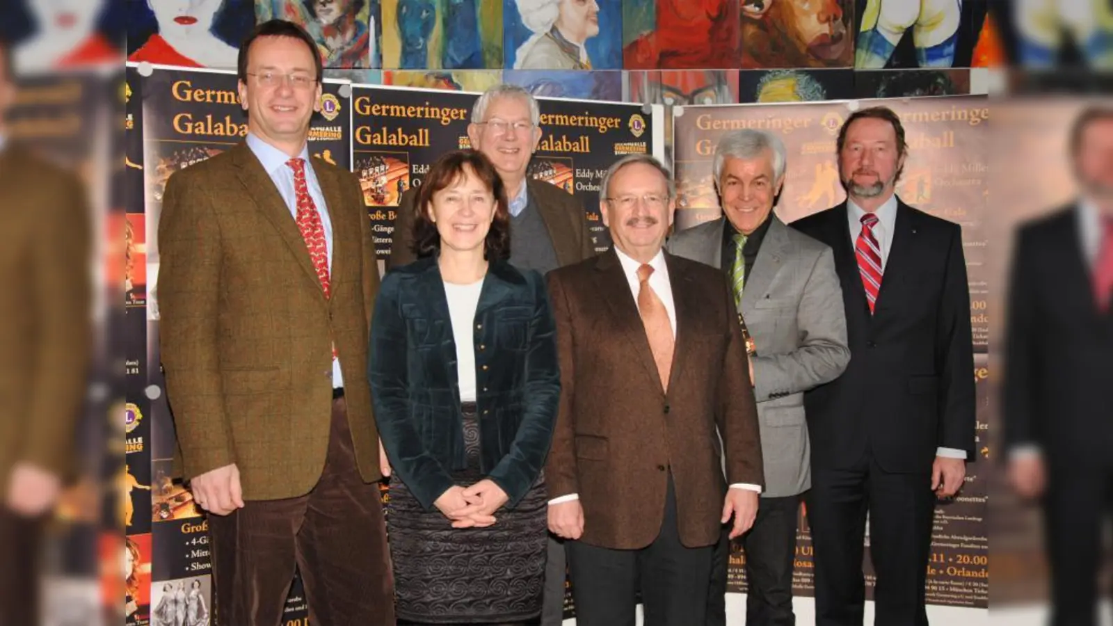 Bei der Präsentation des nächsten Germeringer Galaballs: (von links) Oberbürgermeister Andreas Haas, Stadthallenleiterin Medea Schmitt, Hans-Joachim Lutz, Präsident des Lions Club Germering, Reinhold Bocklet, Vizepräsident des Bayerischen Landtags, Lions-Pressesprecher Fred Burgstaller und Lions-Vize-Präsident Wolf Lamers. (Foto: Eva Schraft)