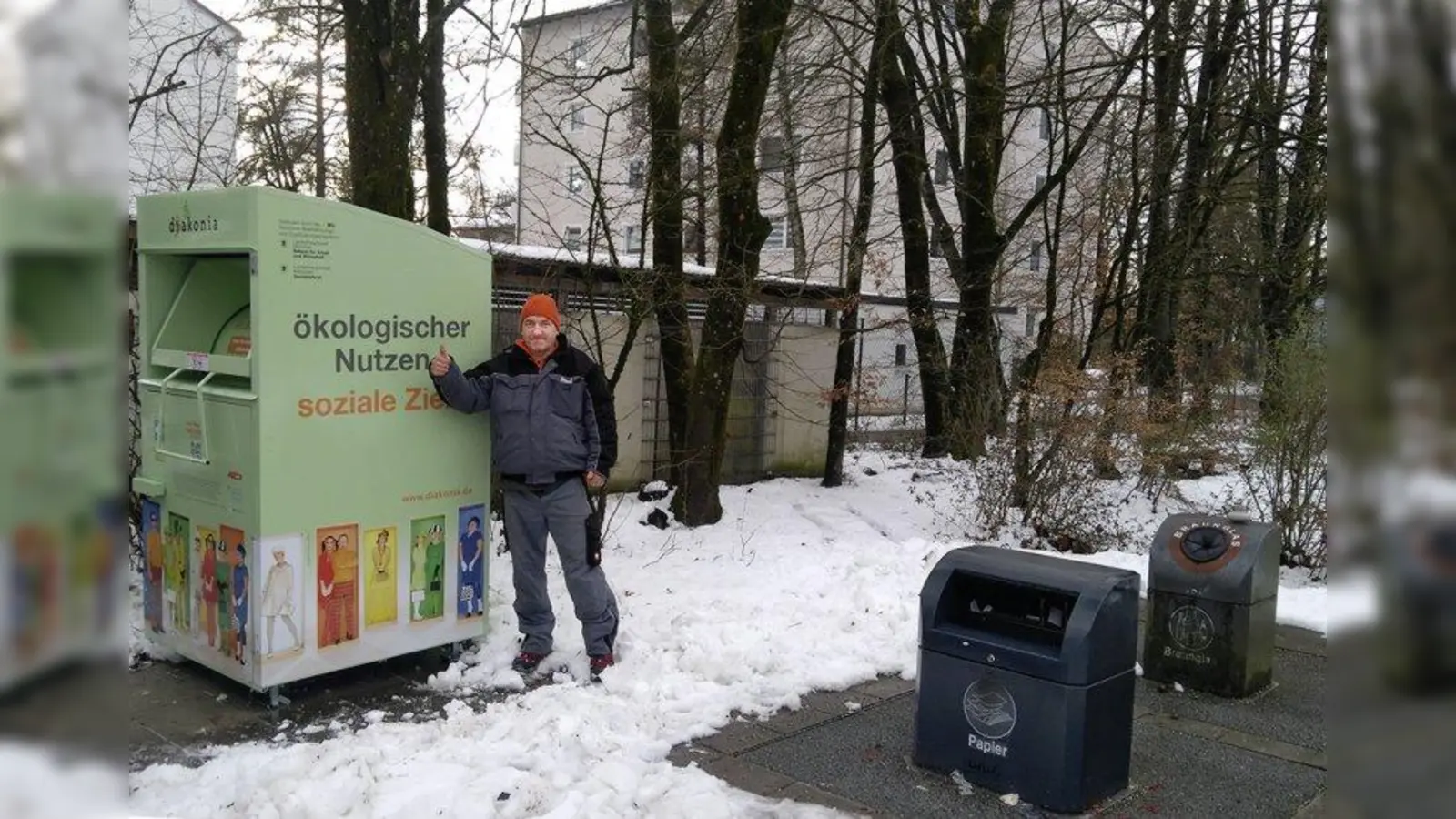 Der Sozialbetrieb diakonia ist auf der Suche nach Stellflächen für seine Altkleidercontainer, wie hier in der Gemeinde Haar. (Foto: diakonia)