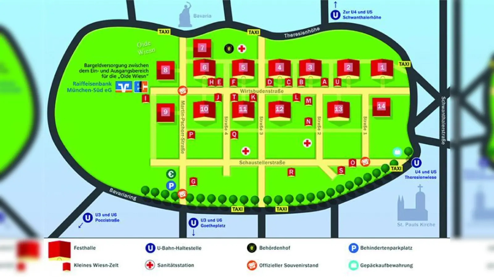 Leicht zu finden: Der Geldautomat der Raiffeisenbank München-Süd steht direkt zwischen Ein- und Ausgangsbereich der Oidn Wiesn. (Foto: pi)