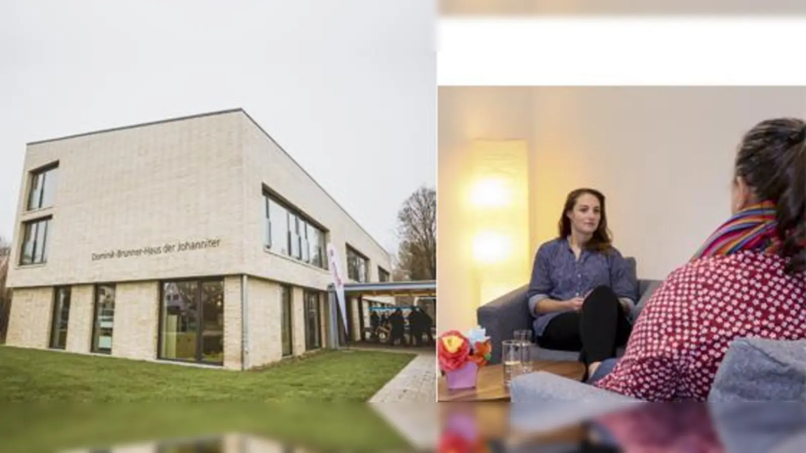 Das Dominik-Brunner-Haus der Johanniter steht in der Görzer Str. 115. Foto re.: Magdalena Paul berät Eltern aus den Stadtteilen Ramersdorf und Perlach  einmal pro Woche bieten die Johanniter ein offenes ElternCafé an.  (Foto: Johanniter/Gerhard Bieber)